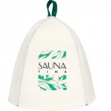 Шапка банная с принтом Sauna time войлок белый